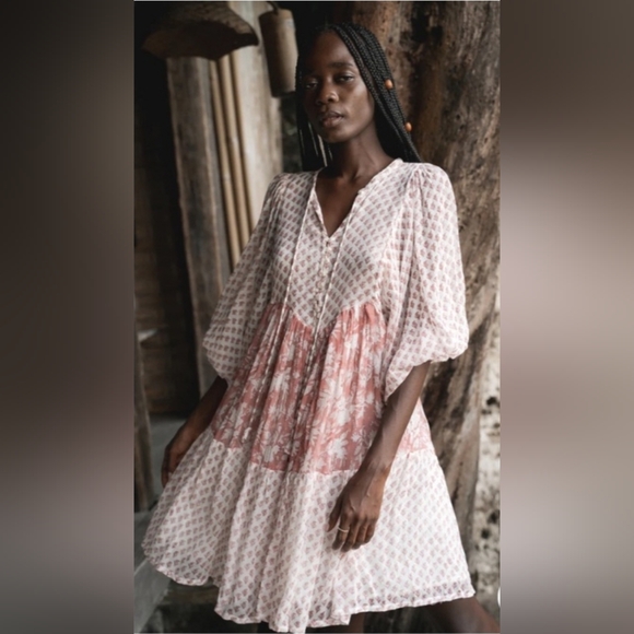 Daughters Of India Nora Mini Dress Primrose Size Large - Picture 1 of 7